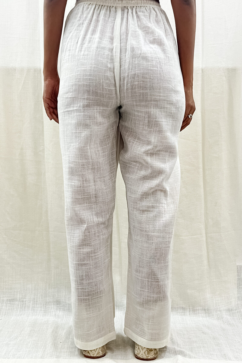 White Handcrafted Handloom Cotton Pants