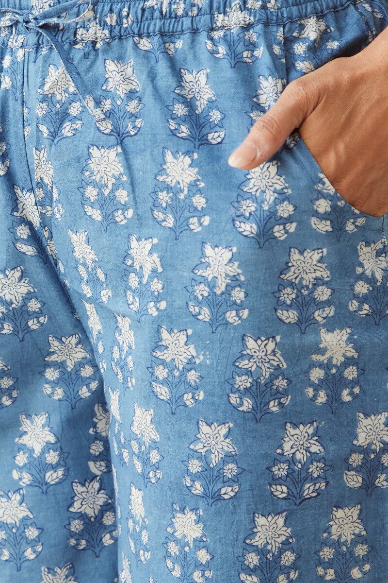 Indigo Hand Block-Printed Cotton Farsi