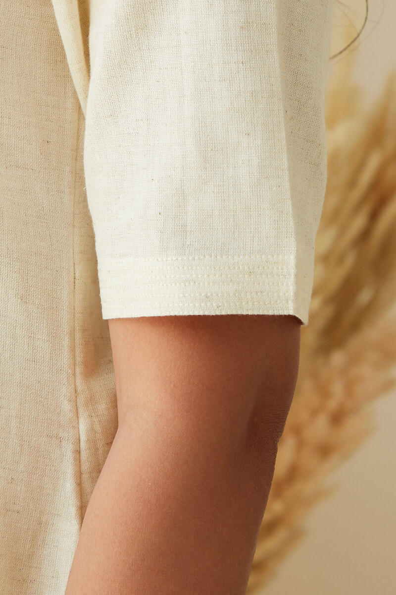 Off-White Handcrafted Straight Cotton Flax Kurta