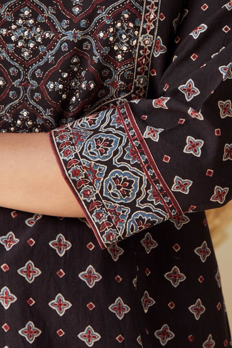 Ajrak Hand Block-Printed Straight Cotton Kurta