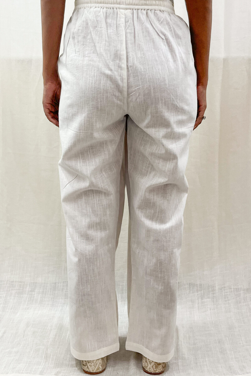 White Handcrafted Handloom Cotton Pants