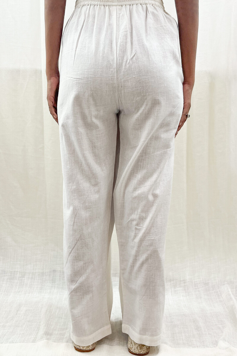 White Handcrafted Handloom Cotton Pants