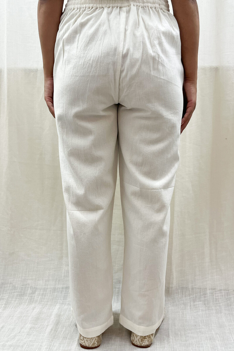 White Handcrafted Handloom Cotton Pants