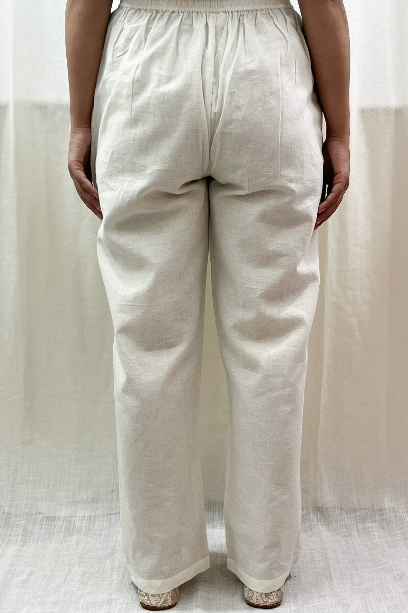 White Handcrafted Handloom Cotton Pants