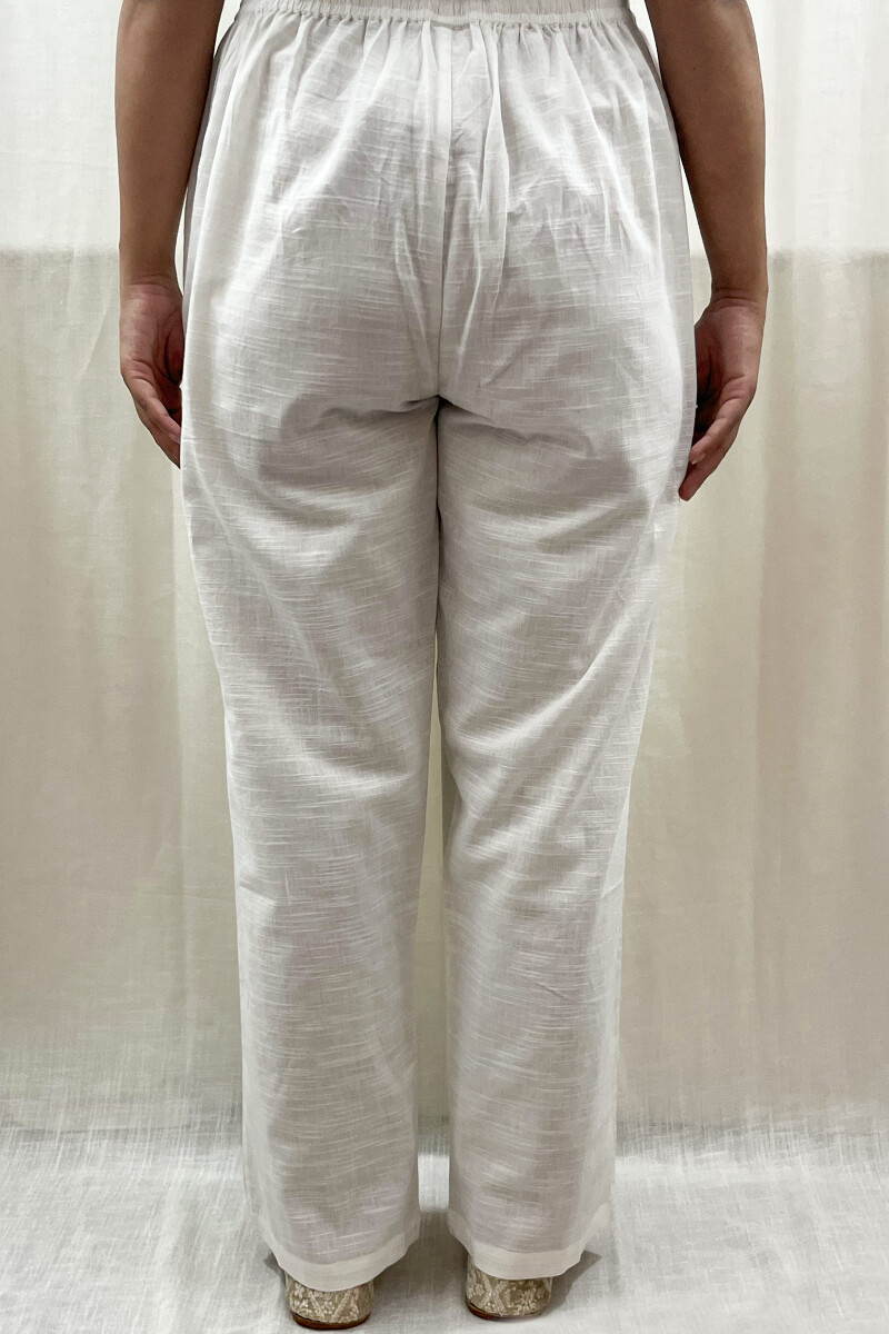 White Handcrafted Handloom Cotton Pants