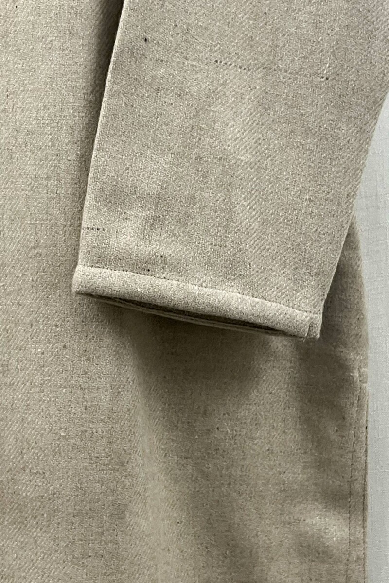 Beige Handcrafted Straight Faux Wool Kurta