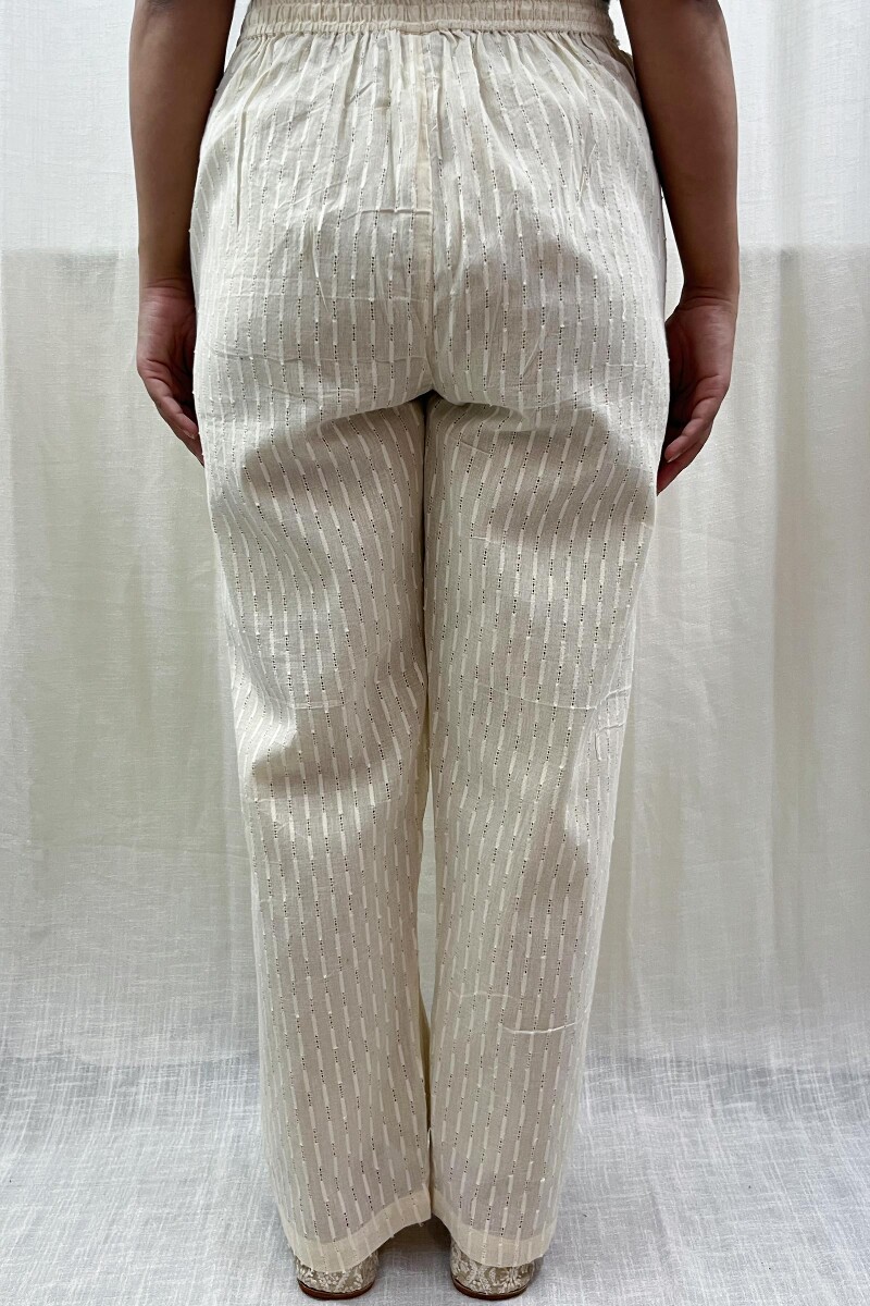 Cream Handcrafted Handloom Cotton Pants