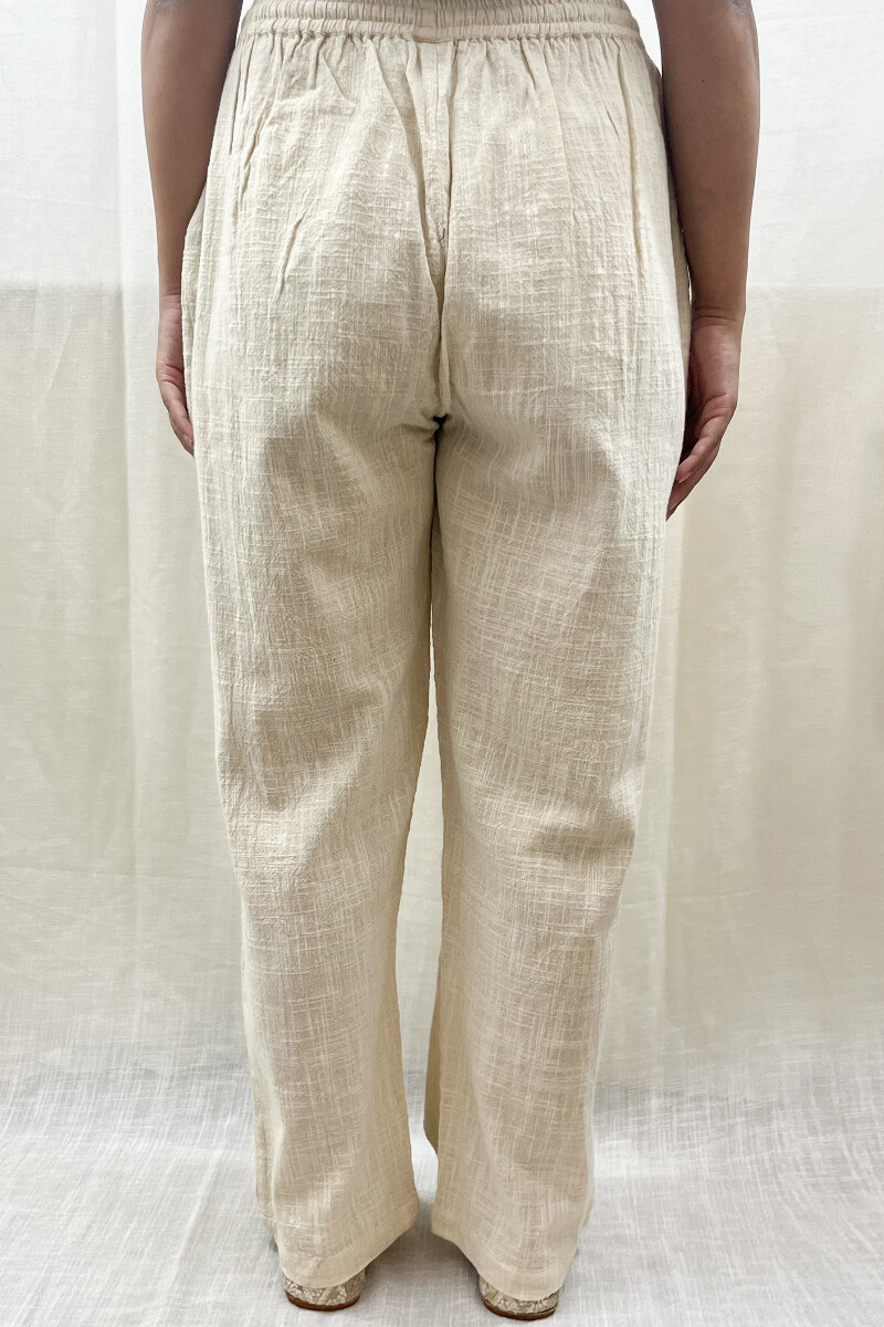 Cream Handcrafted Handloom Cotton Pants