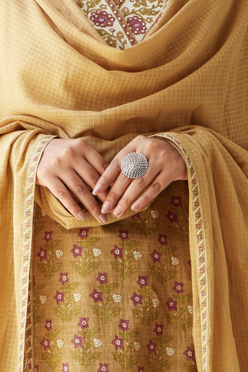 Mustard Handcrafted Kota Dupatta