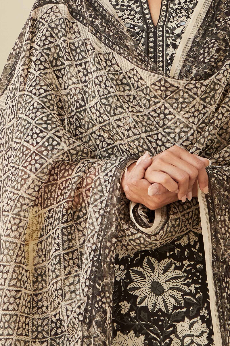 Bagru Hand Block-Printed Kota Dupatta