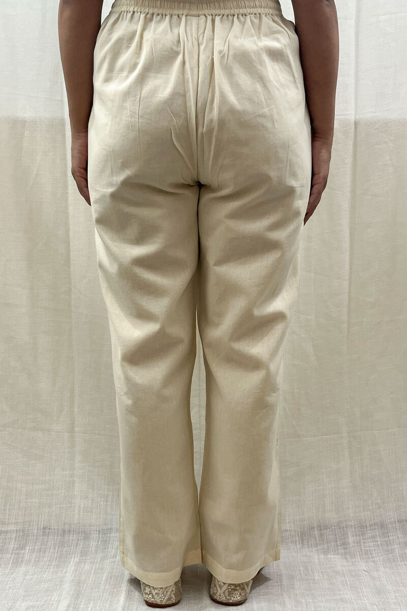 Cream Handcrafted Handloom Cotton Pants
