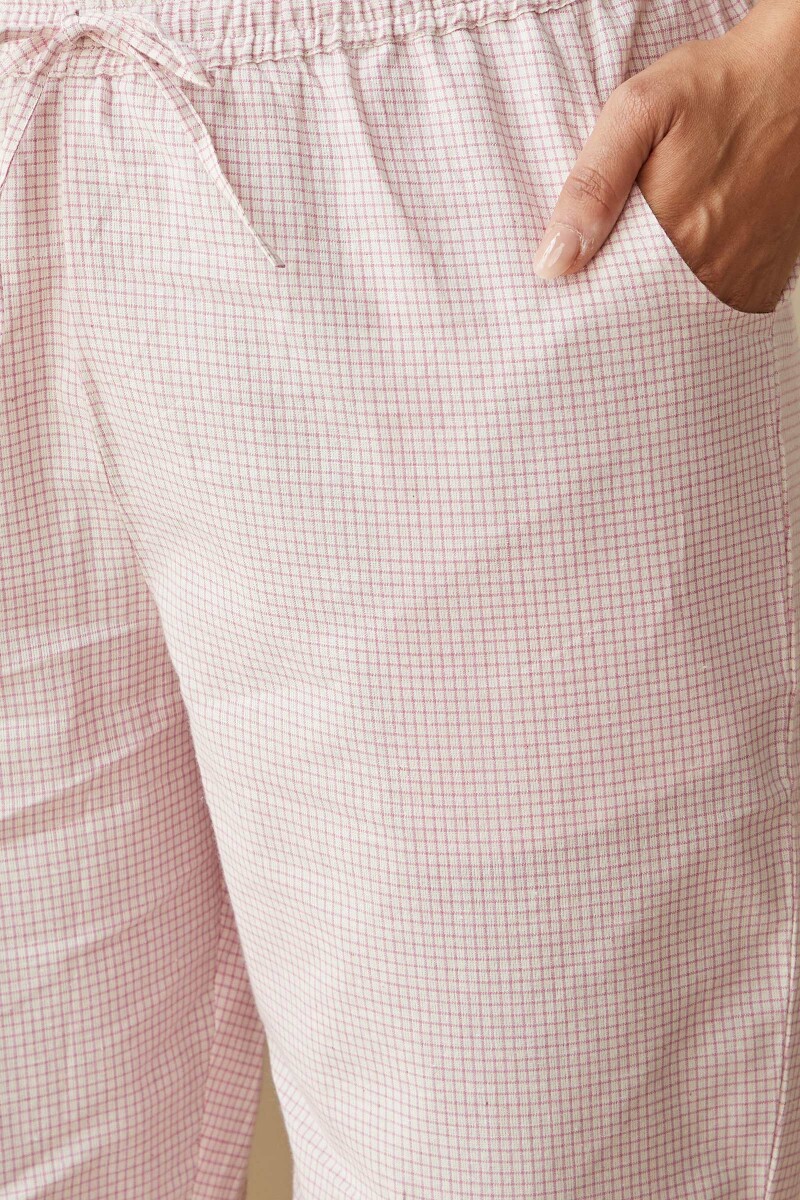 Purple Handcrafted Cotton Narrow Pants