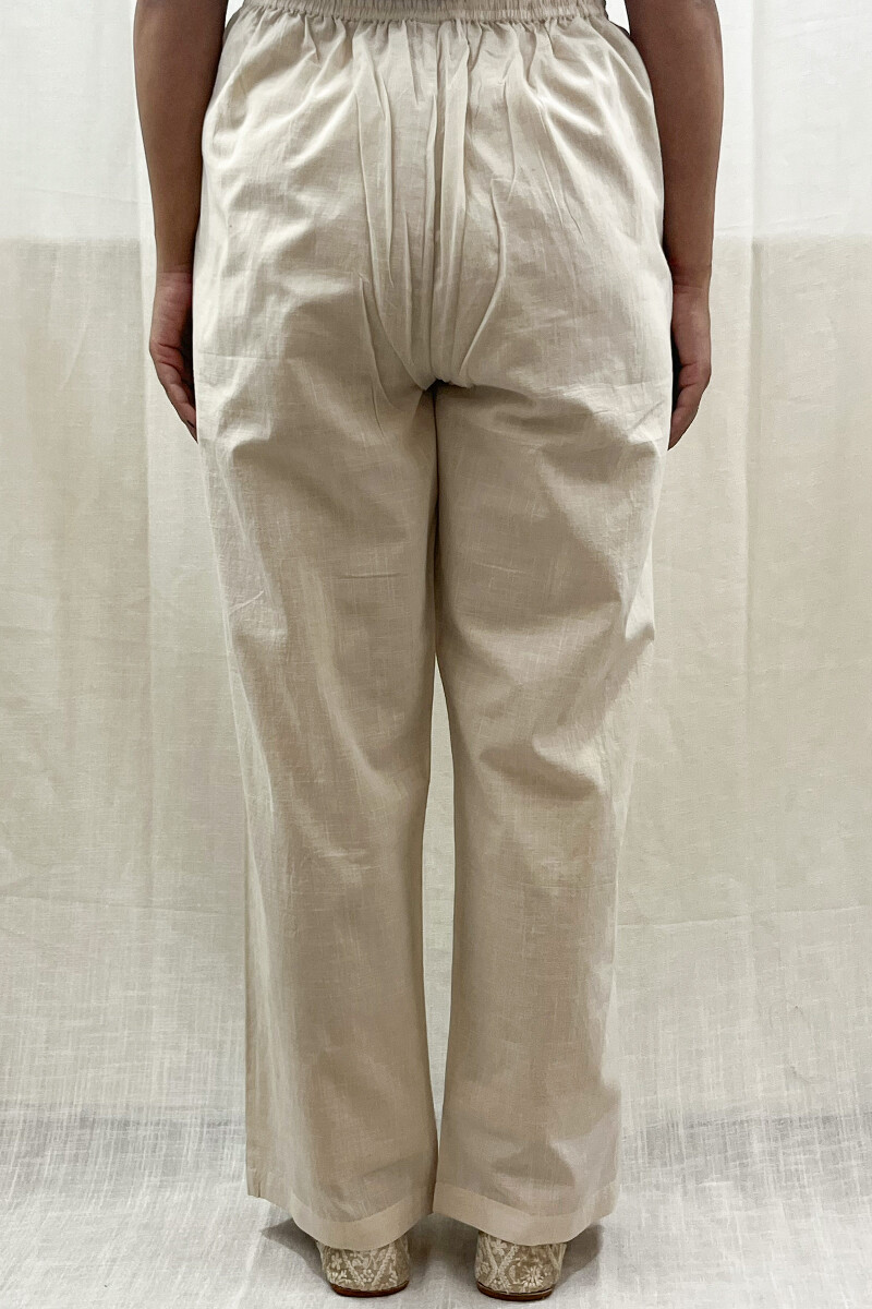 Cream Handcrafted Handloom Cotton Pants