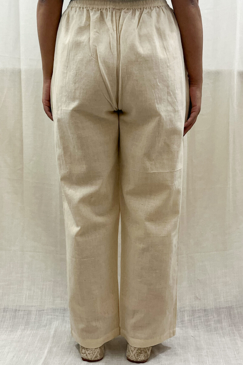 Cream Handcrafted Handloom Cotton Pants