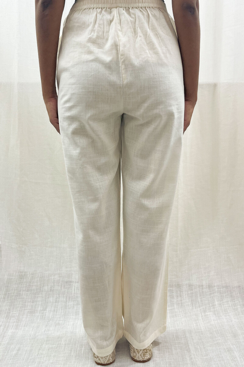 Cream Handcrafted Handloom Cotton Pants