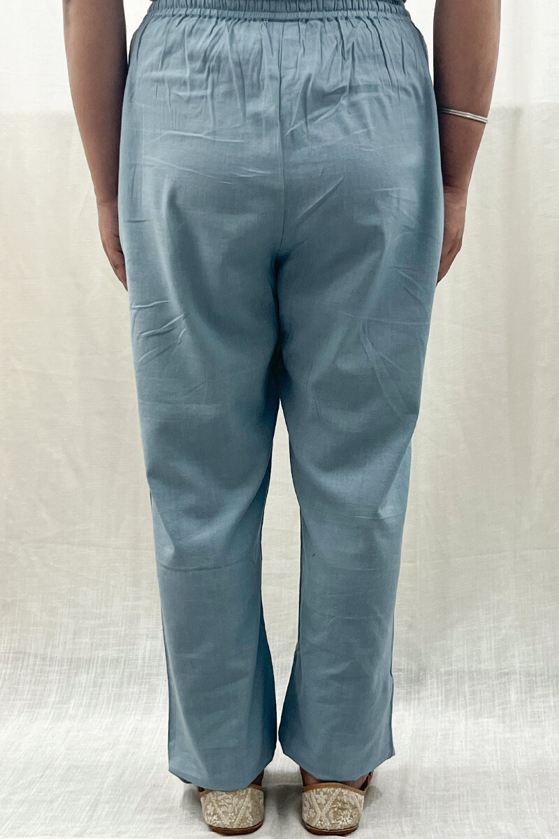 Light Blue Handcrafted Handloom Cotton Pants
