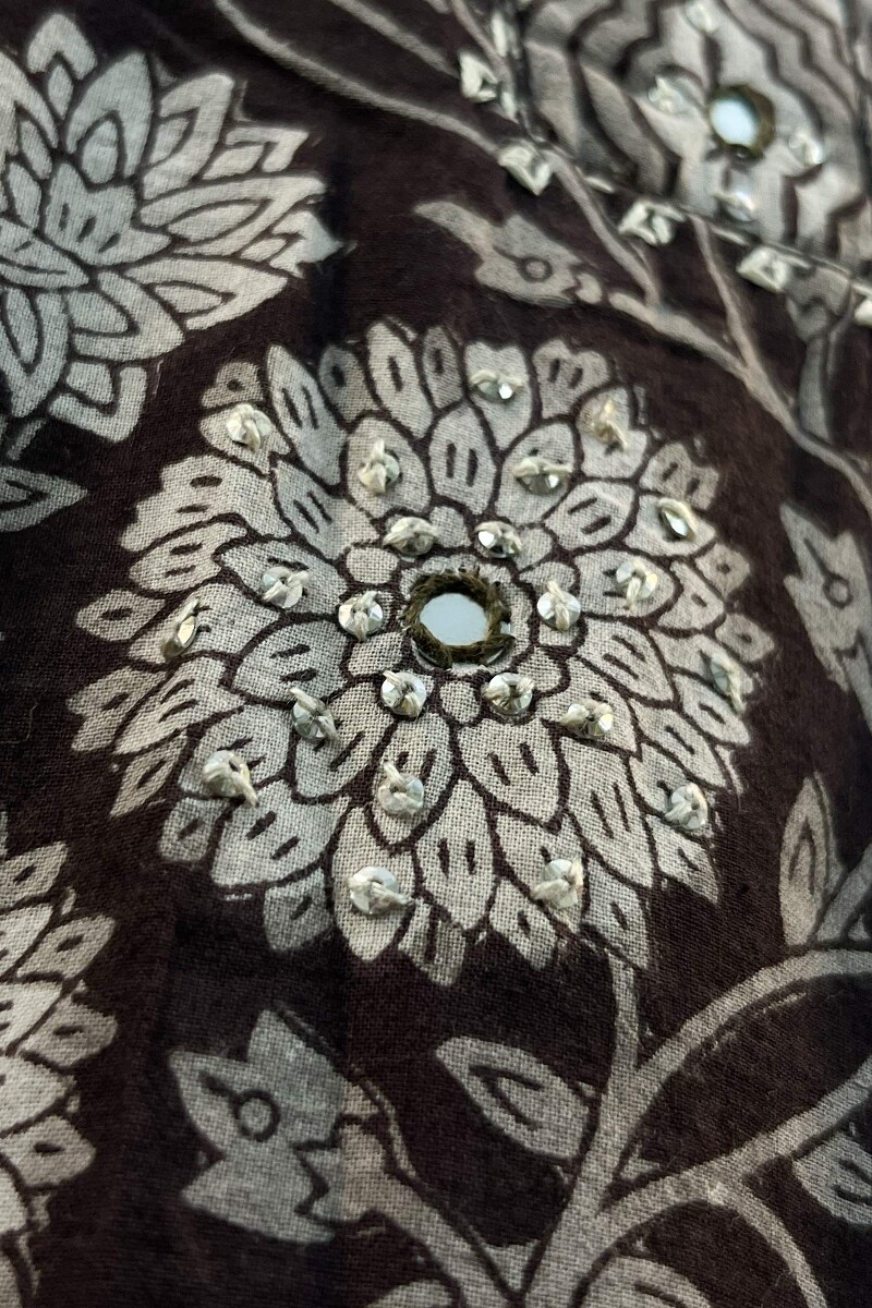 FG Specials: 1 Of 1- Brown Hand Block-Printed Cotton Kurta