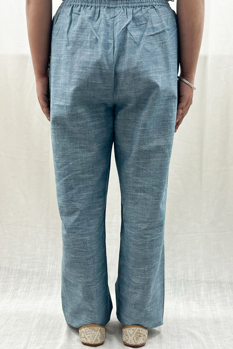 Sea Blue Handcrafted Handloom Cotton Pants