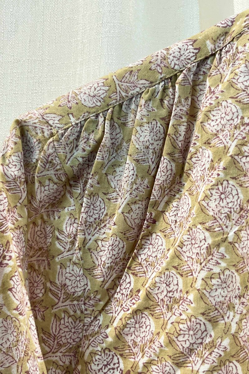 FG Specials: 1 Of 1- Green Hand Block-Printed Cotton Top