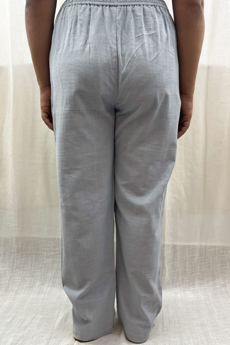 Grey Handcrafted Handloom Cotton Pants
