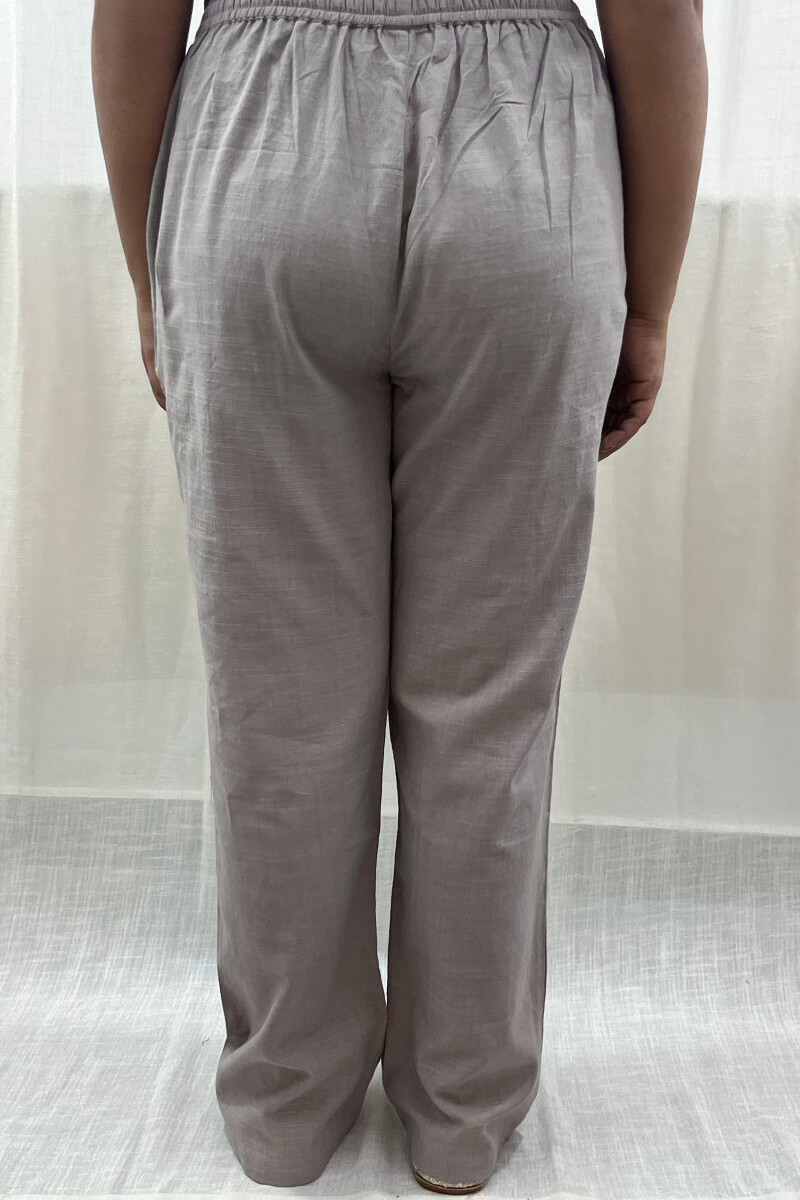 Grey Handcrafted Handloom Cotton Pants