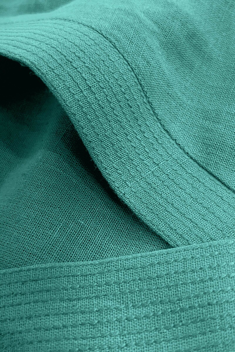Turquoise Handcrafted Straight Cotton Flax Kurta