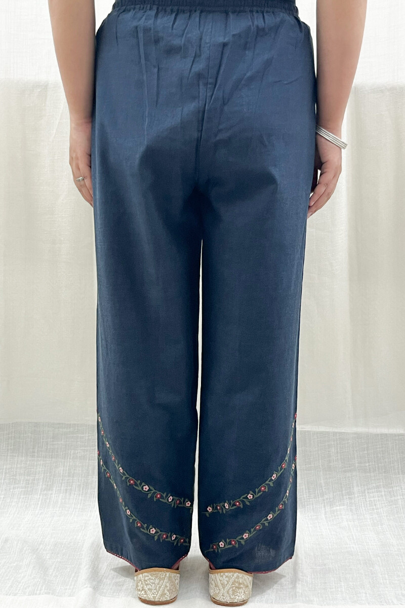 Blue Handcrafted Handloom Cotton Straight Farsi