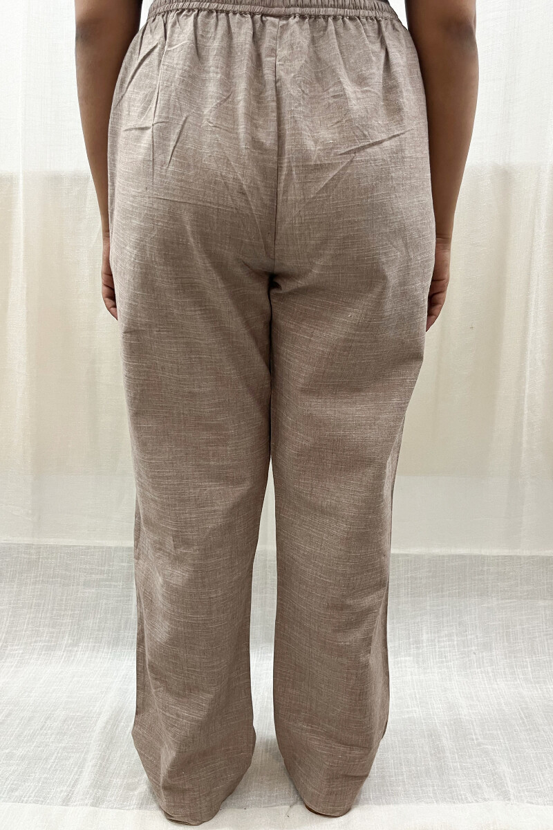 Brown Handcrafted Handloom Cotton Pants