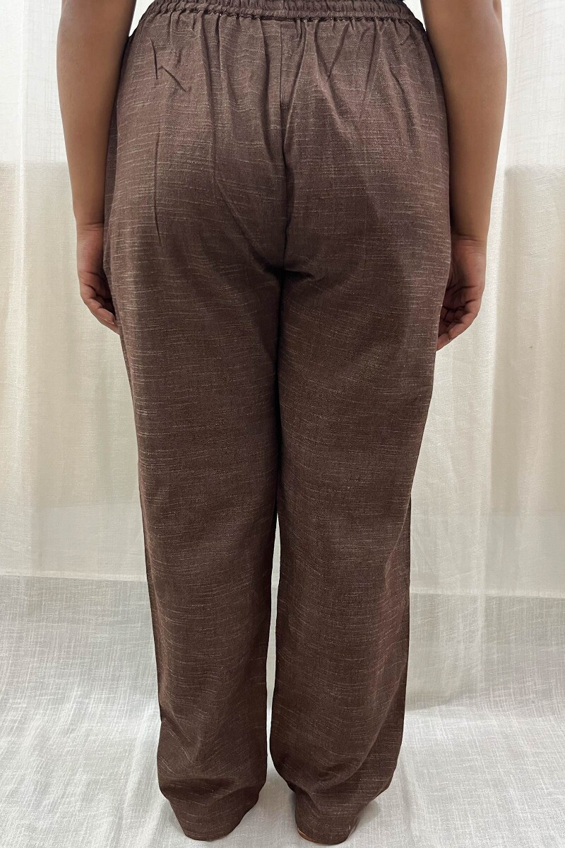 Dark Brown Handcrafted Handloom Cotton Pants