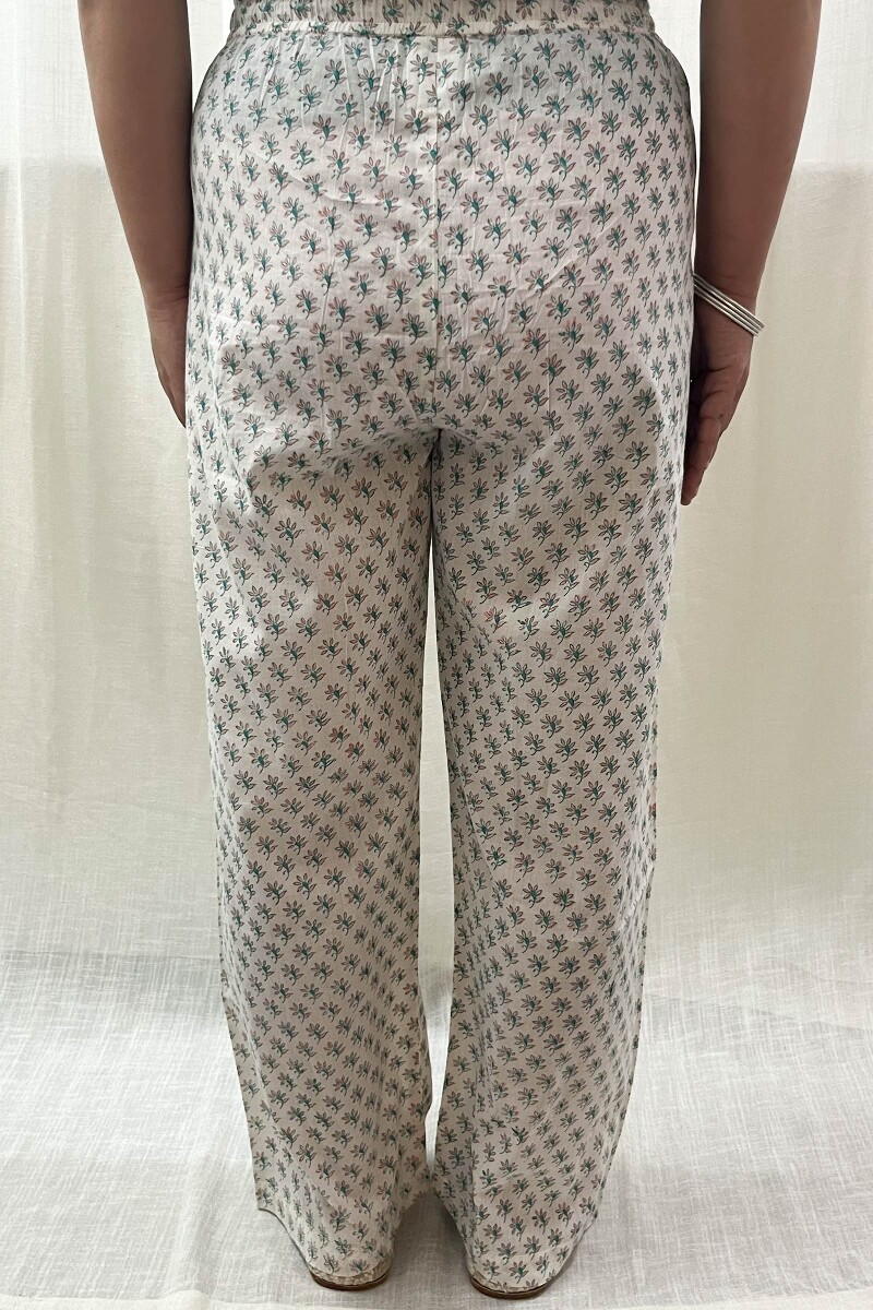 White Hand Block-Printed Cotton Mul Farsi