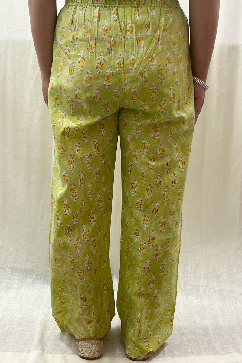 Green Hand Block-Printed Cotton Farsi