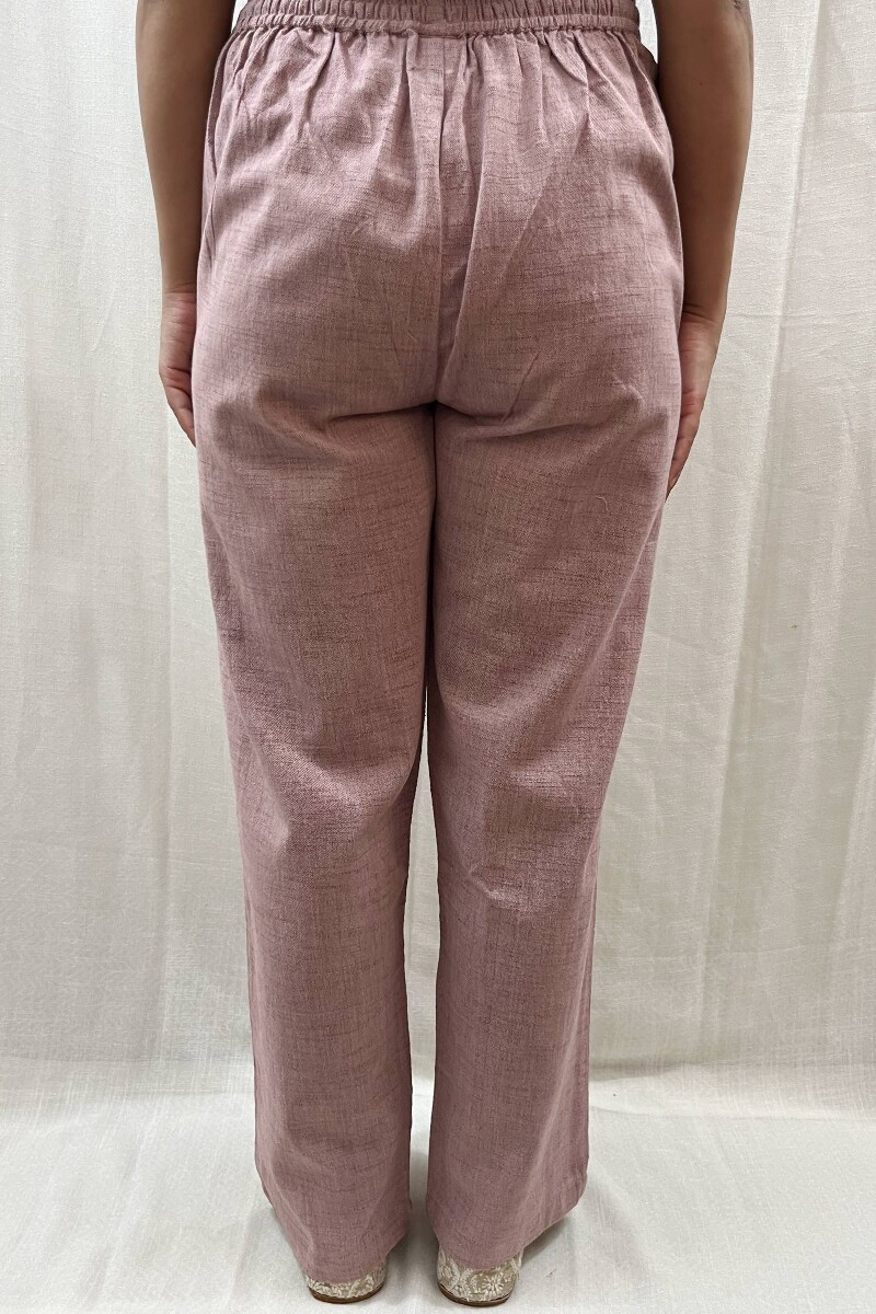 Pink Handcrafted Handloom Cotton Pants