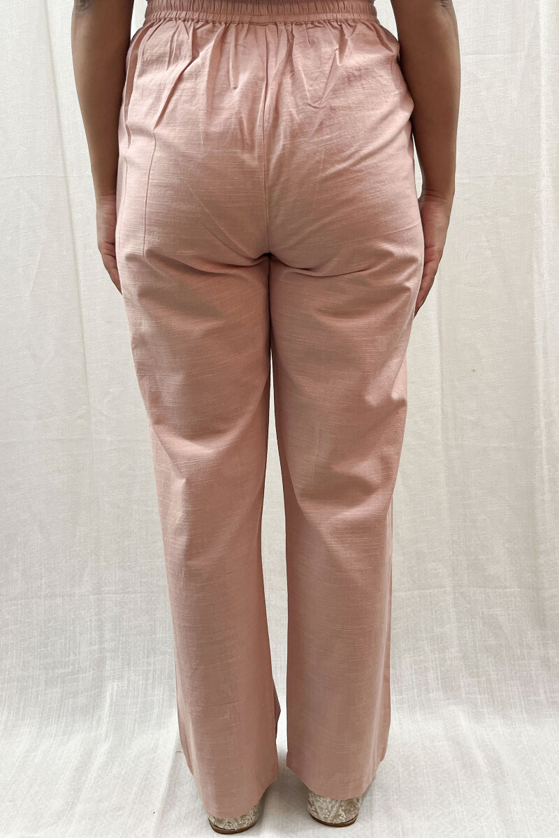 Pink Handcrafted Handloom Cotton Pants