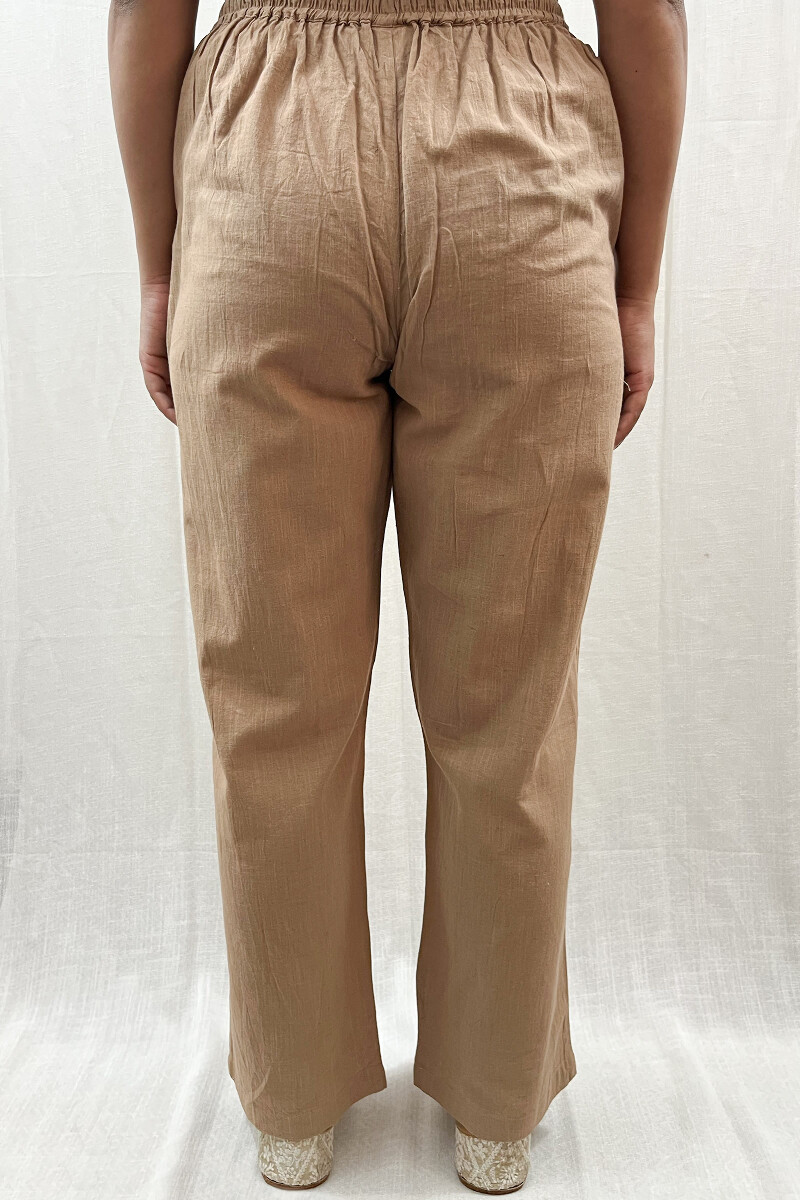 Khaki Handcrafted Handloom Cotton Pants