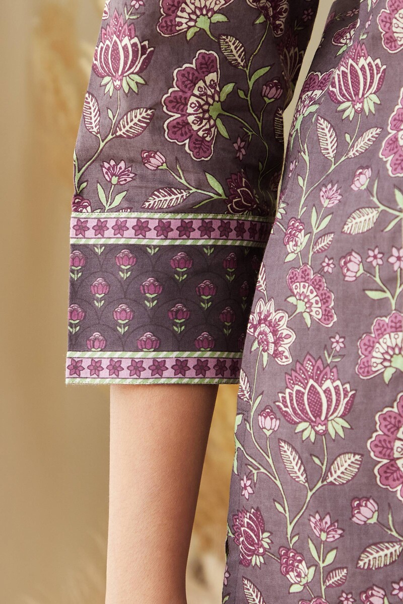 Purple Hand Printed Cotton Top