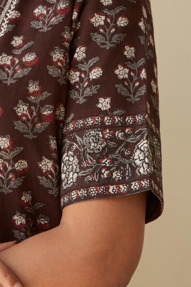 Bagru Hand Block-Printed Straight Cotton Kurta