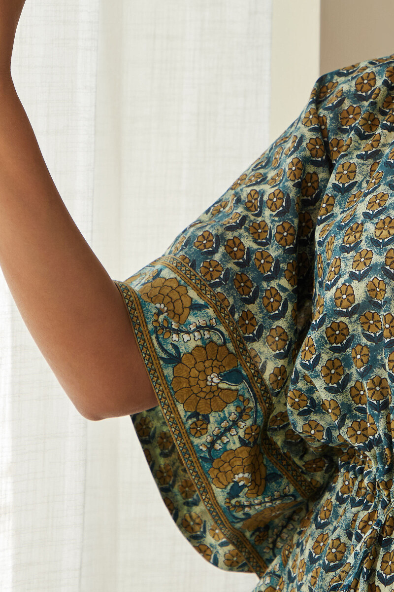 Bagru Hand Printed Cotton Mul Kaftan