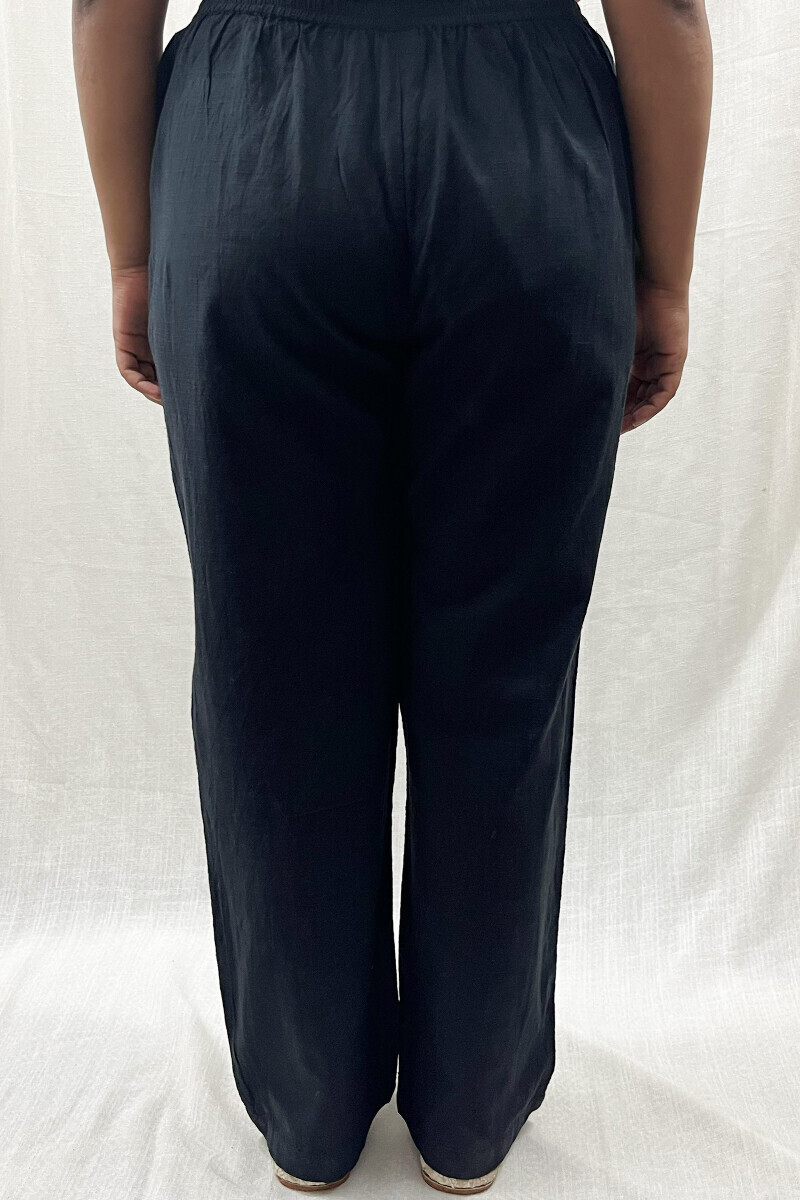 Black Handcrafted Handloom Cotton Pants