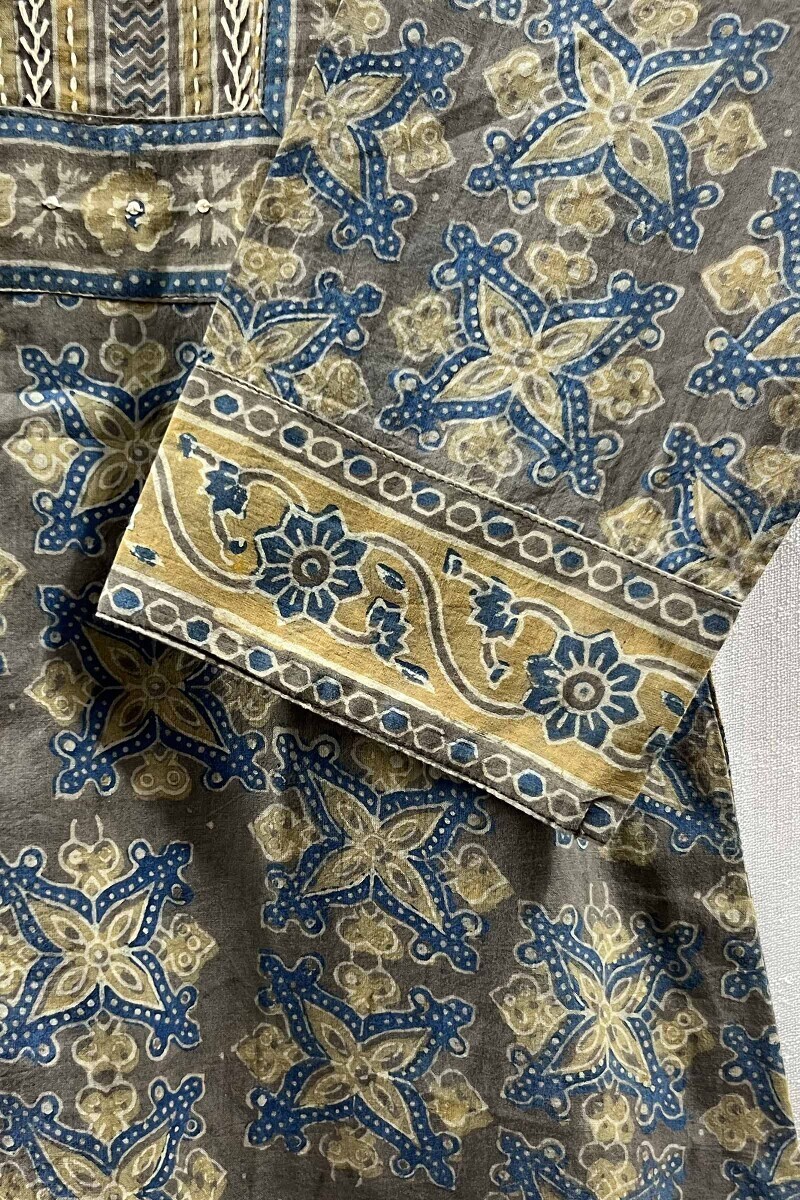 Ajrak Hand Block-Printed Straight Cotton Kurta