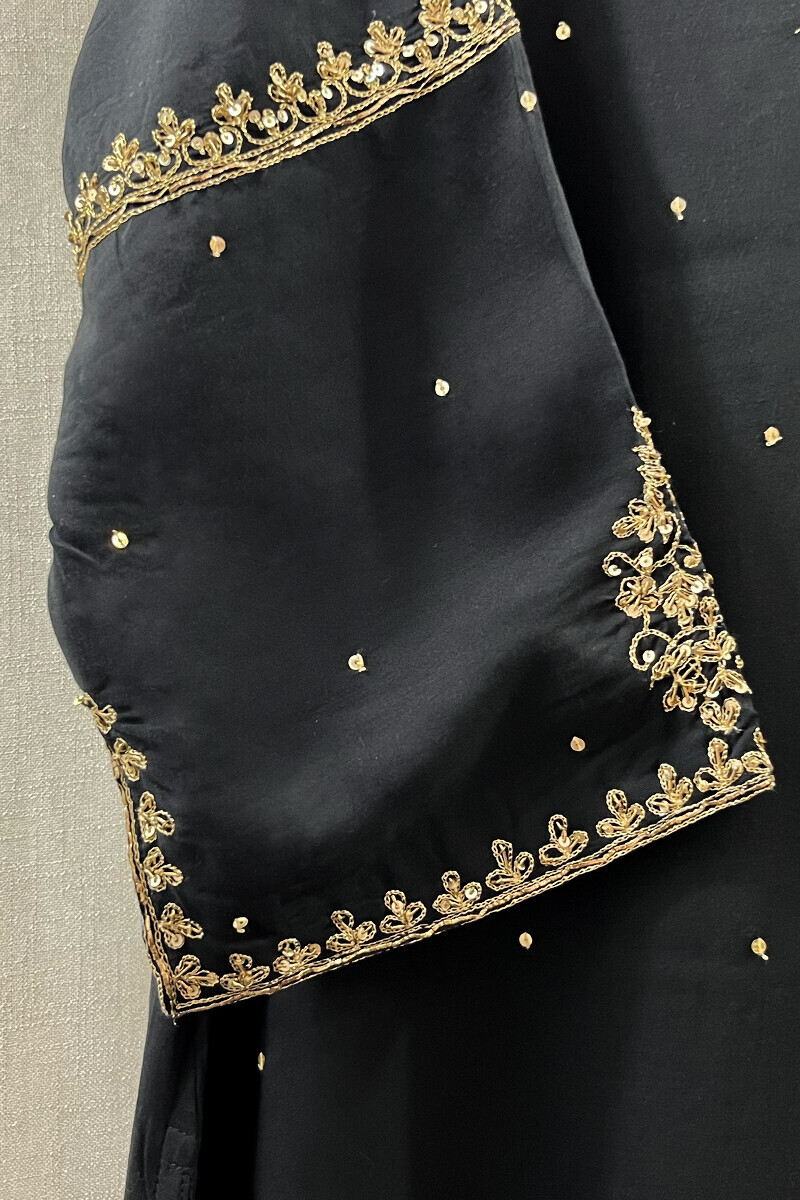 Black Handcrafted Straight Modal Kurta