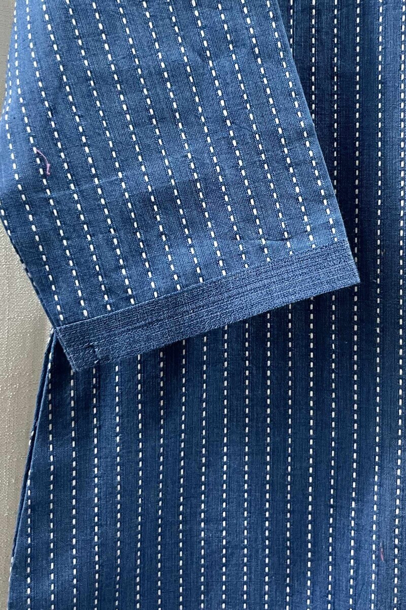 Blue Handcrafted Straight Handloom Cotton Kurta