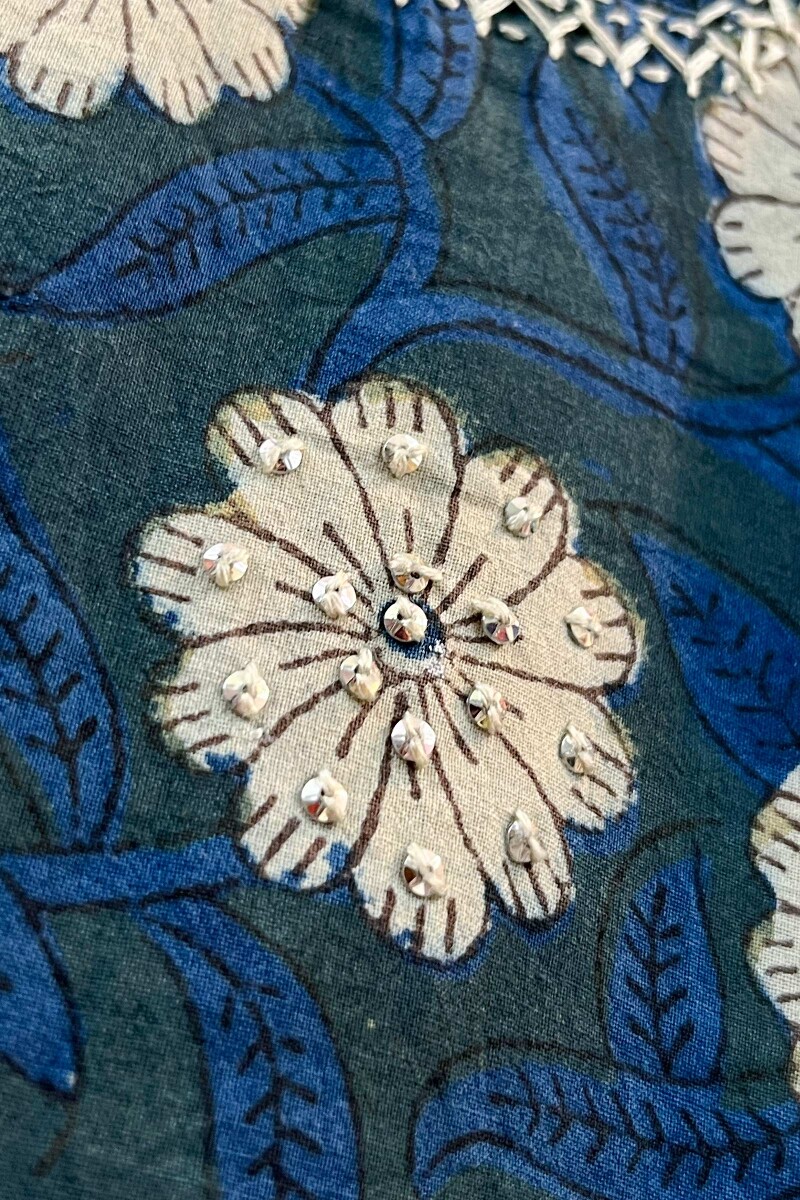 FG Specials: 1 of 1- Blue Hand Block-Printed Cotton Kurta