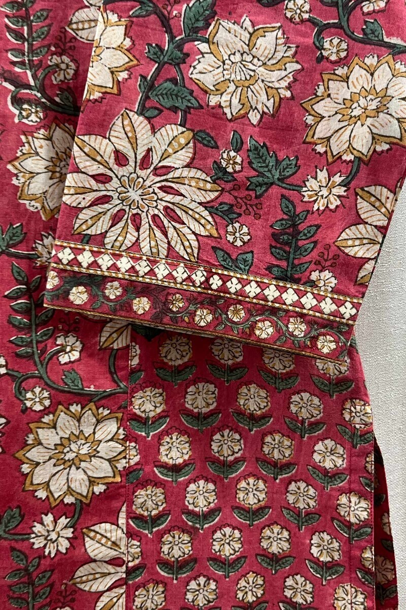 Pink Hand Block-Printed Cotton Top