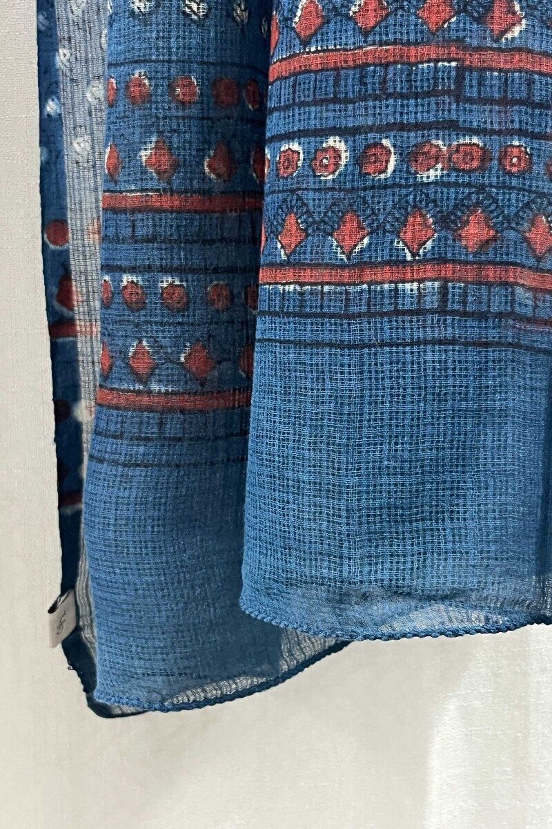 Blue Hand Block-Printed Kota Dupatta