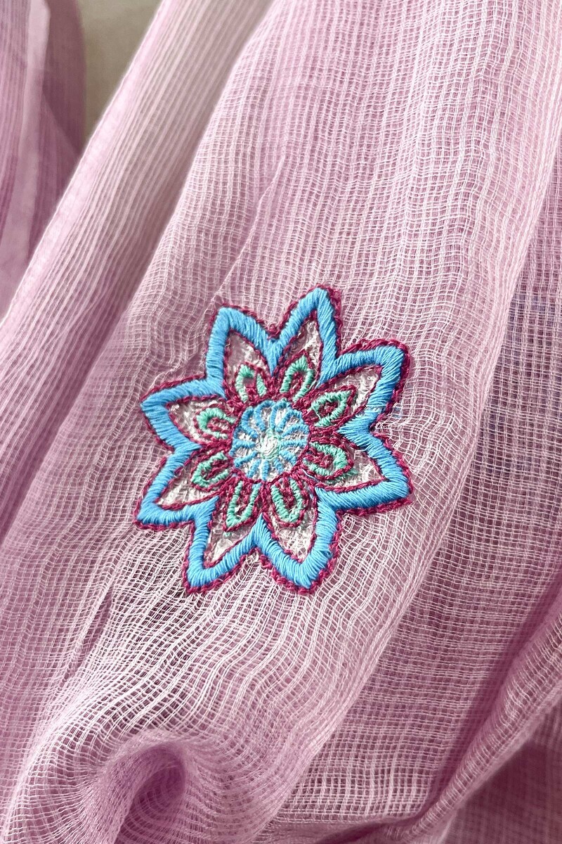 Pink Handcrafted Kota Dupatta