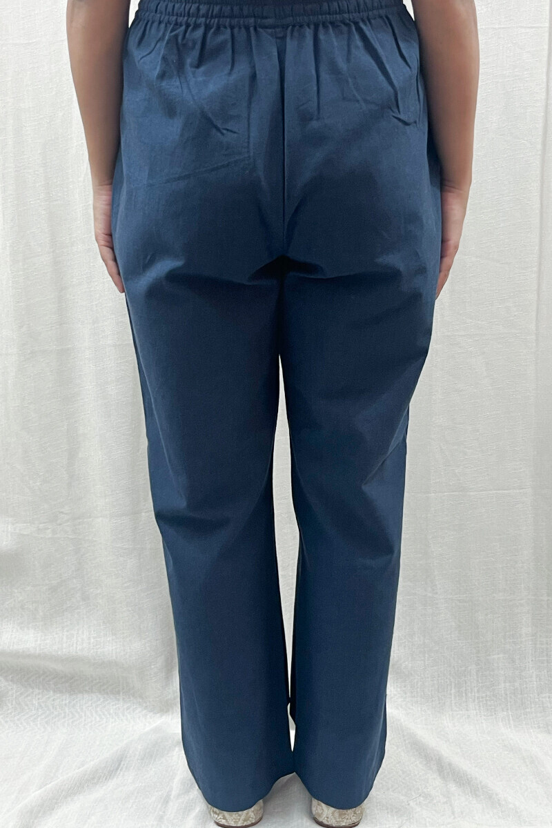 Teal Handcrafted Cotton Flax Pants