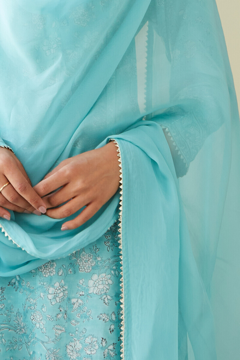 Blue Handcrafted Viscose Dupatta