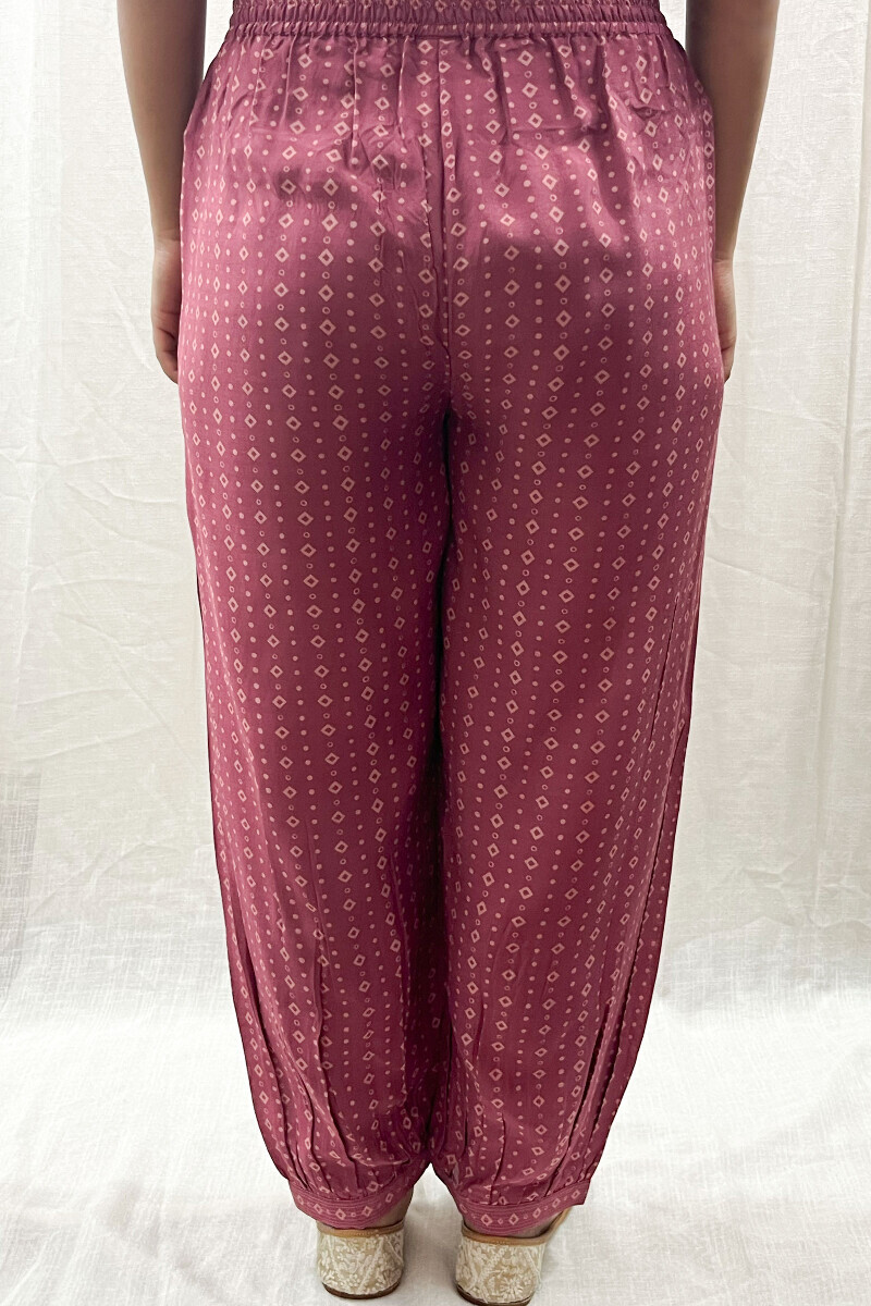 Pink Printed Viscose Izhaar Pants