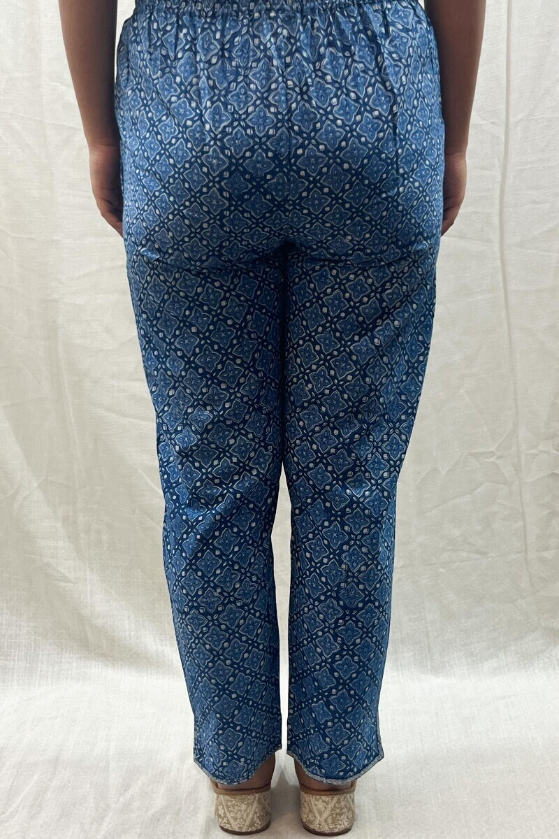 Bagru Hand Printed Cotton Slub Narrow Pants