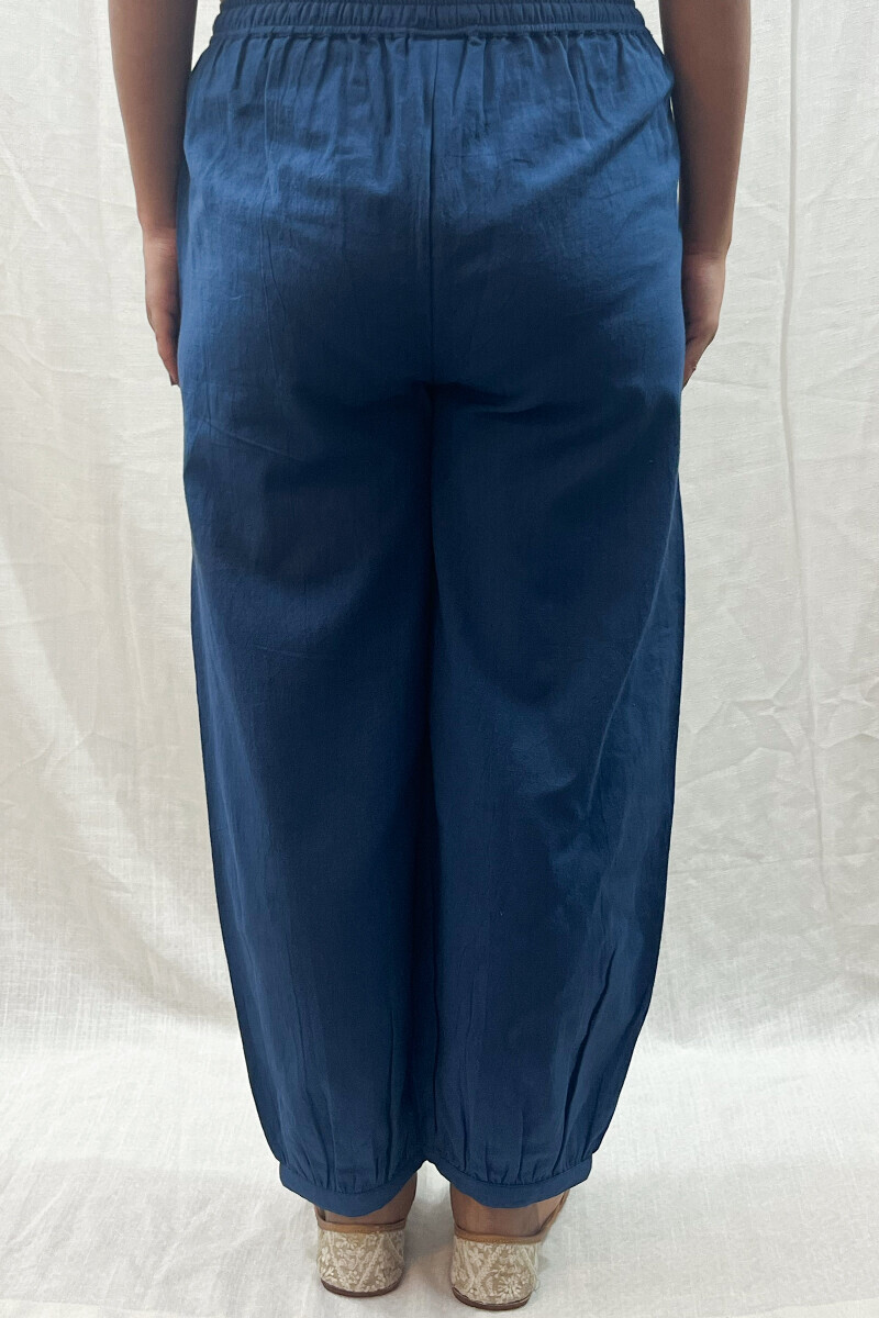 Blue Handcrafted Cotton Flax Izhaar Pants